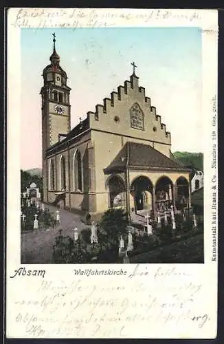 AK Absam, Wallfahrtskirche mit Gräbern