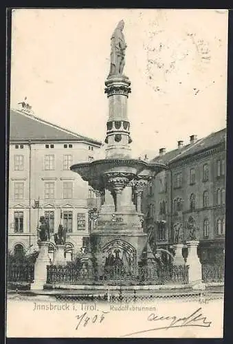AK Innsbruck i. Tirol, Blick auf den Rudolfsbrunnen