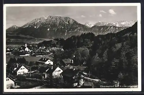 AK Oberaudorf, Ortsansicht mit Kaisergebirge