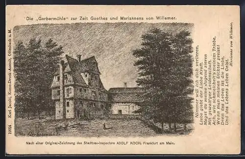 Künstler-AK Frankfurt-Sachsenhausen, Die Gebermühle