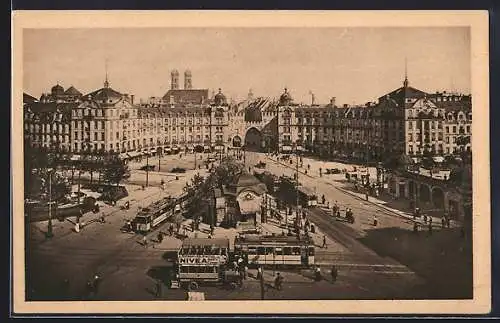 AK München, Karlsplatz mit Strassenbahn