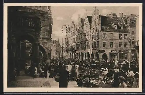 AK Münster i. W., Prinzipalmarkt am Markttag