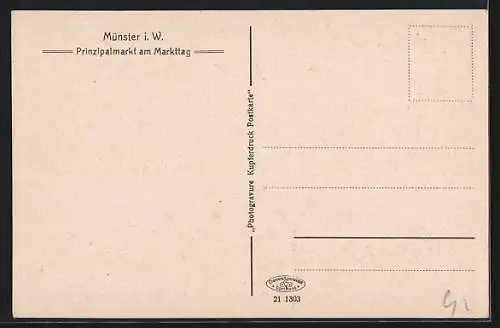 AK Münster i. W., Prinzipalmarkt am Markttag