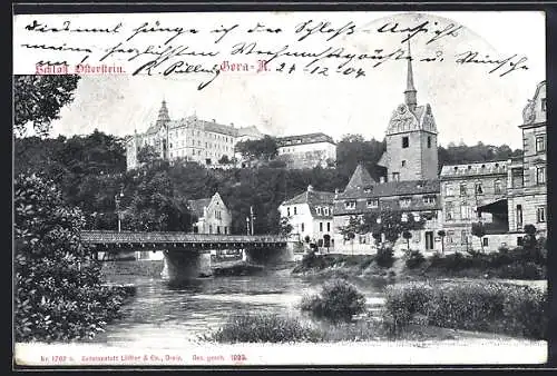 AK Gera, Ortspartie mit Blick auf Schloss Osterstein