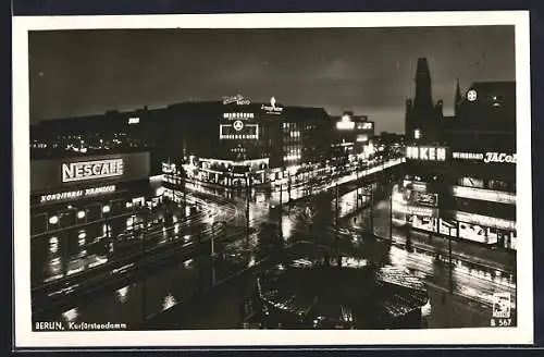 AK Berlin, Kurfürstendamm bei Nacht