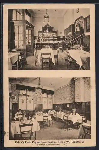AK Berlin-Tiergarten, Kahlas Restaurant Fuggerhaus-Casino, Linkstrasse 25