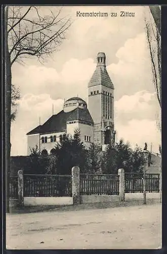 AK Zittau, Blick zum Krematorium