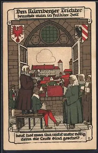 Steindruck-AK Nürnberg, Der Nürnberger Trichter