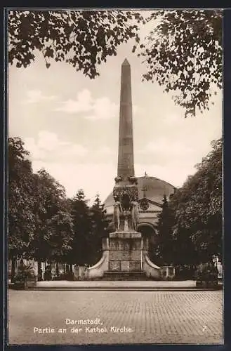 AK Darmstadt, Partie an der Kathol. Kirche