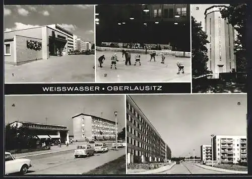 AK Weisswasser, Wohnkomplex IV und HO-Kaufhalle Minute in der Wilhelm Pieck Strasse