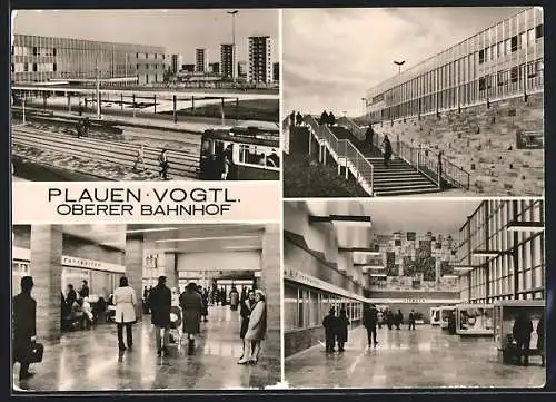 AK Plauen / Vogtland, Oberer Bahnhof, mehrere Ansichten, Strassenbahn