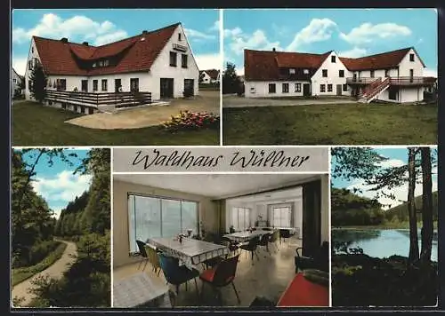 AK Meerhof / Büren, Waldhaus Privatpension Wüllner in drei Ansichten und zwei Ansichten der Umgebung