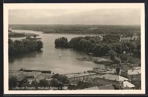 AK Templin, Blick auf Ort und See