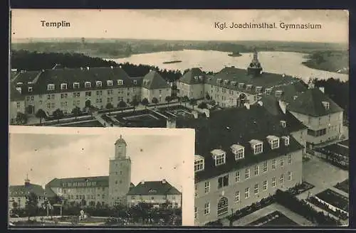 AK Templin / Uckermark, Kgl. Joachimsthal. Gymnasium aus der Vogelschau