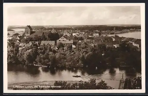AK Lychen, Das Märkische Interlaken, Flusspartie mit Boot