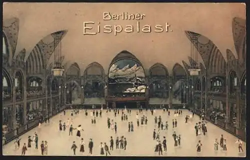 AK Berlin-Schöneberg, Schlittschuhläufer im Eispalast