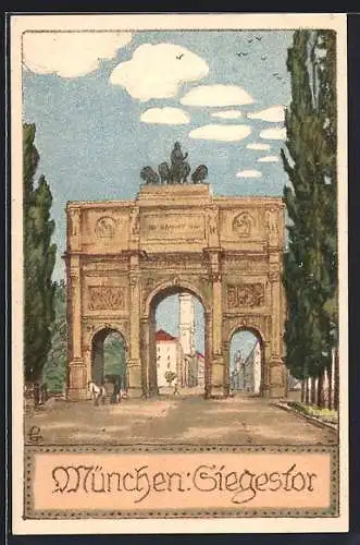 Steindruck-AK München, Siegestor