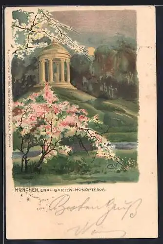 Künstler-AK Gottfried Graf: München-Schwabing, Englischer Garten Monopteros