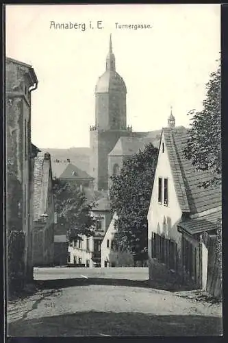 AK Annaberg i. E., Strassenpartie mit Blick auf die Turnergasse