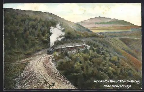 AK Devil`s Bridge, View on the Vale of Rheidol Railway