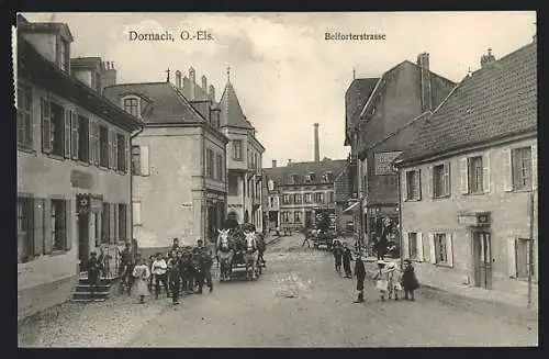 AK Dornach /O.-Els., Gasthaus in der Belforterstrasse