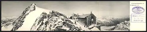 Klapp-AK Erzherzog -Johannhütte am Grossglockner, Panorama mit verschneiten Gipfeln