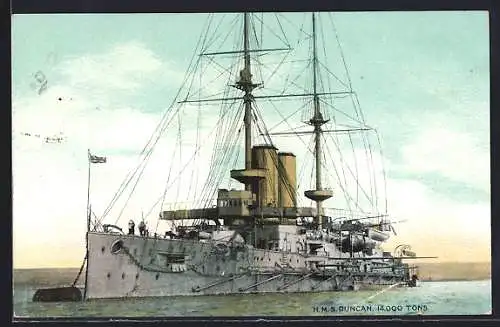 AK Kriegsschiff HMS Duncan auf See