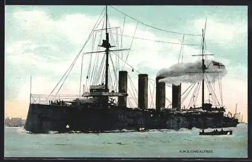 AK Kriegsschiff HMS King Alfred auf See