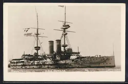 AK Kriegsschiff HMS Duncan auf See