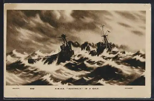 AK Kriegsschiff HMAS Australia in a Gale