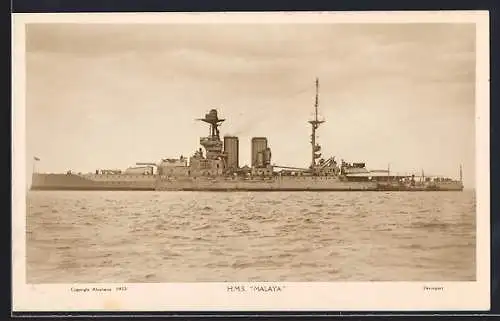 AK Kriegsschiff HMS Malaya auf See