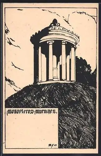 Künstler-AK München-Schwabing, Monopteros