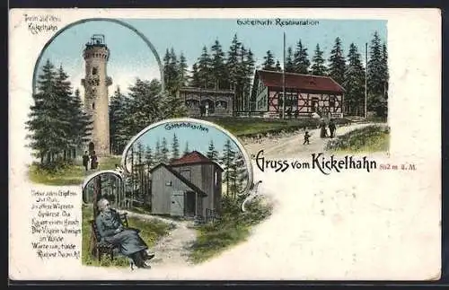 AK Ilmenau, Gabelbach-Restaurant und Aussichtsturm auf dem Kickelhahn