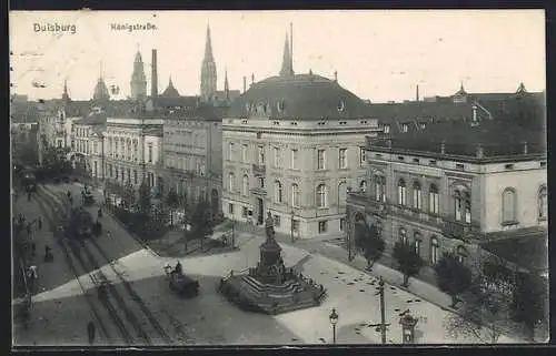 AK Duisburg, Königstrasse mit Strassenbahn