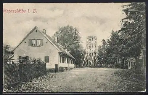 AK Gernrode / Harz, Gasthaus Victorshöhe mit Aussichtsturm