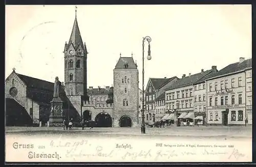 AK Eisenach, Karlsplatz mit Geschäft von Joh. Jac. Pabst