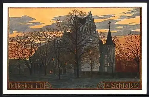 Künstler-AK Netzschkau i. V., Schloss