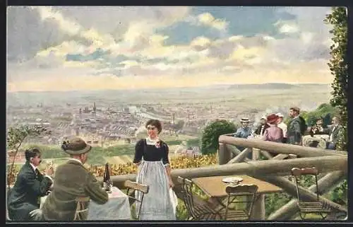 AK Heilbronn a. Neckar, Blick vom Wartberg auf Stadt und Weinberge