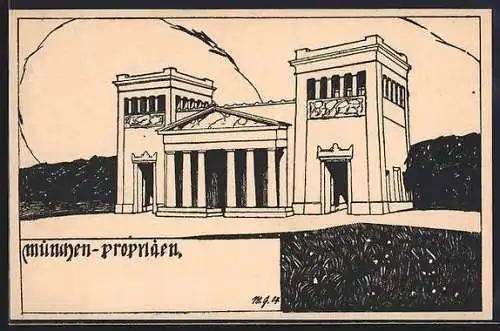 Künstler-AK München, Propyläen