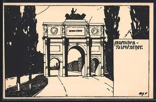 Künstler-AK München, Siegestor