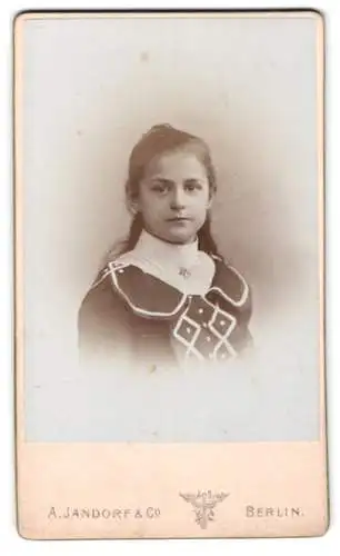 Fotografie A. Jandorf & Co., Berlin, G. Spittelmarkt 16/17, Porträt eines jungen Mädchens