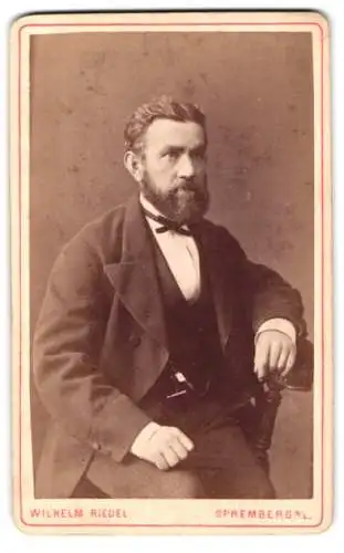 Fotografie Wilhelm Riedel, Spremberg /N. L., Dresdnerstr. 44, Herr im Anzug sitzend