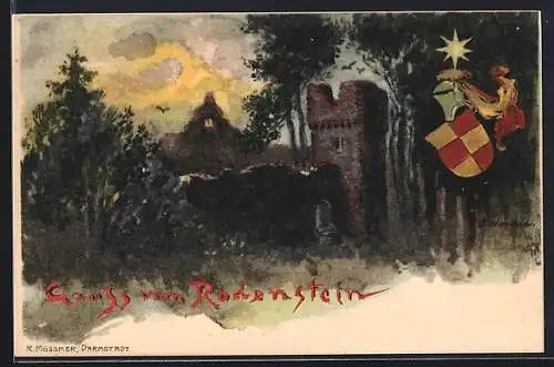 Künstler-AK Fränkisch-Crumbach, Ruine Rodenstein, Wappen