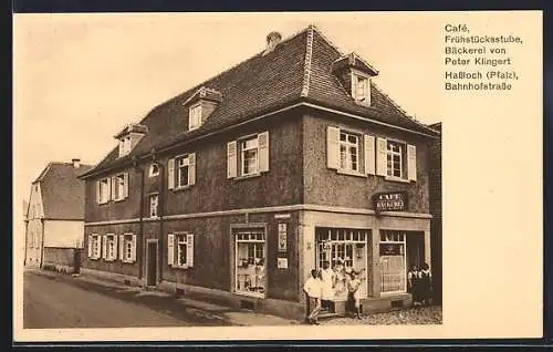 AK Hassloch / Pfalz, Café-Bäckerei von Peter Klingert, Bahnhofstrasse