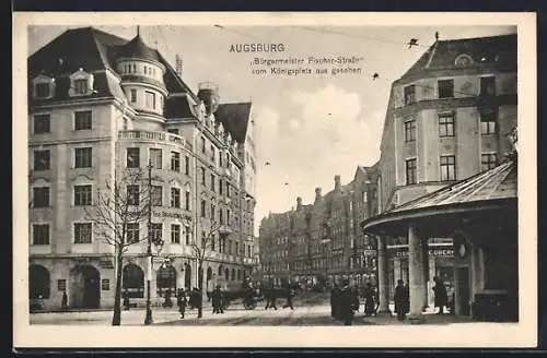 AK Augsburg, Königsplatz mit Bürgermeister-Fischer-Strasse
