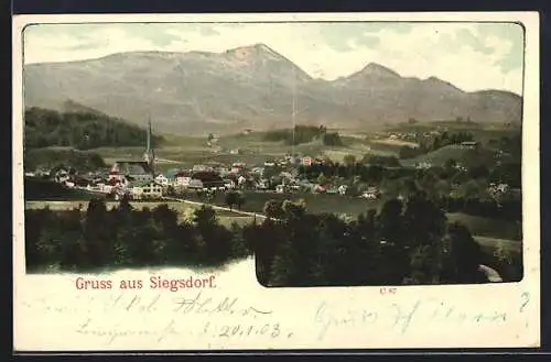 AK Siegsdorf, Panorama vom Berg aus