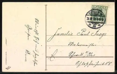 AK Neujahr, Kinder tragen Schweine durch den Schnee