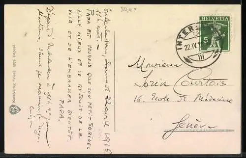 AK Zu verkaufen, Fünf Bernhardinerwelpen auf einer Kiste