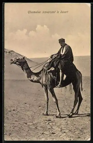 AK Egypte, Chamelier traversant le désert