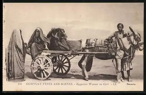 AK Egypt, Egyptian Women on Cart